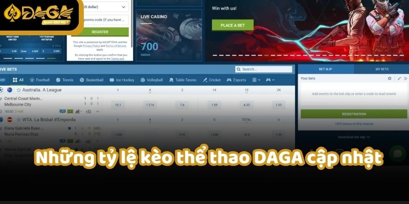 Những tỷ lệ ăn cược tại sảnh thể thao của DAGA